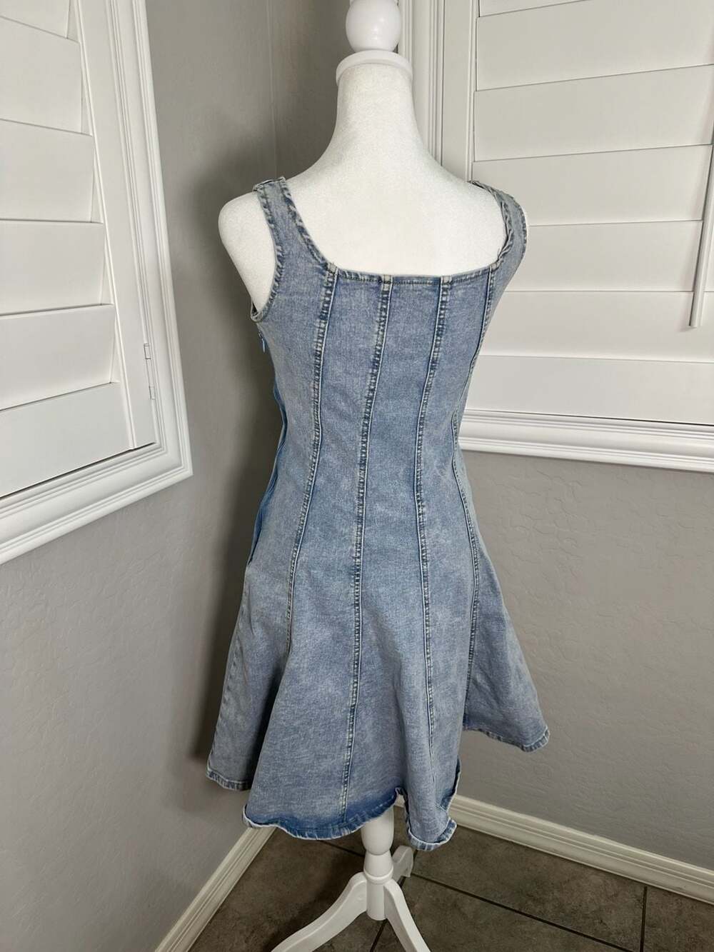 Shein Teen Light Wash Denim Mini Dress - Picture 3 of 5